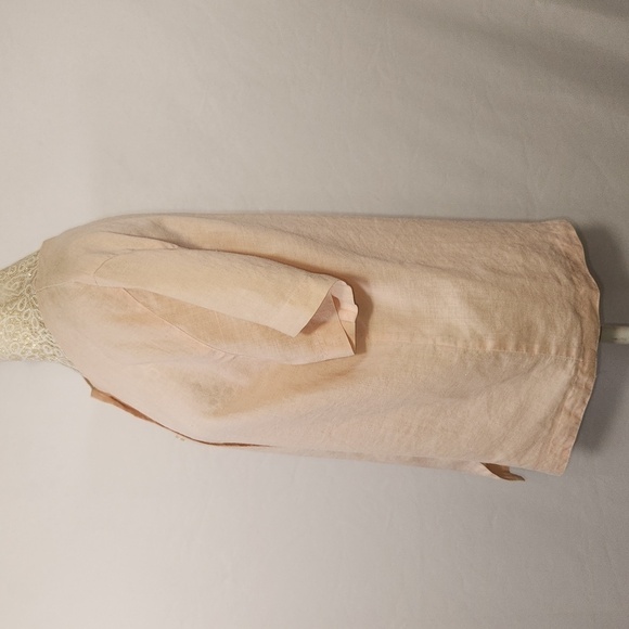Finity Women's Pastel Pink Short Sleeve 100% Linen Round Neck Button Down SZ M - Picture 8 of 14